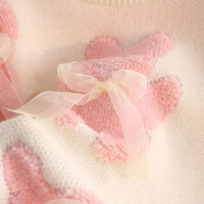 Matakawa Cartoon Pink Sweater – Women’s Kawaii Loose Fit Pullover for Autumn/Winter