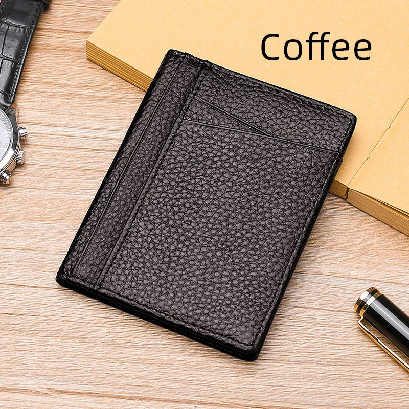 Super Slim Genuine Leather Credit Card Holder Wallet – Minimalist Small Card Organizer for Men