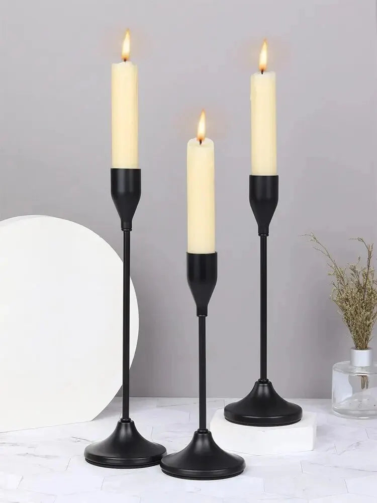 3Pcs European-Style Metal Candle Holder Set – Elegant Table Candlesticks