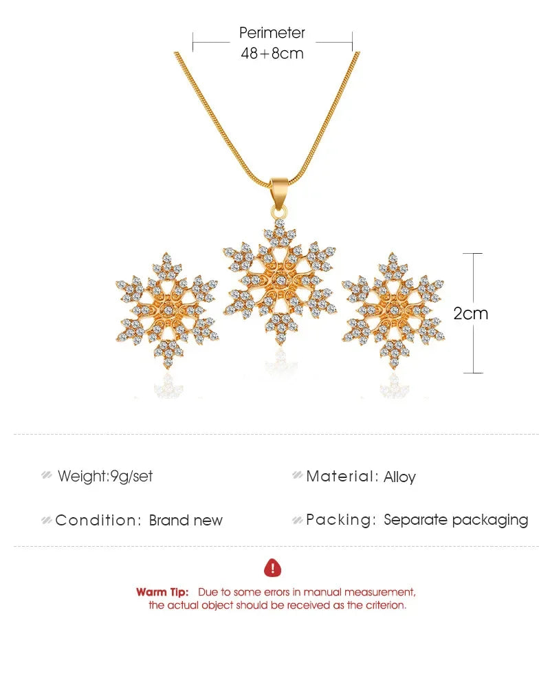 3-piece Snowflake Necklace Earrings for Women