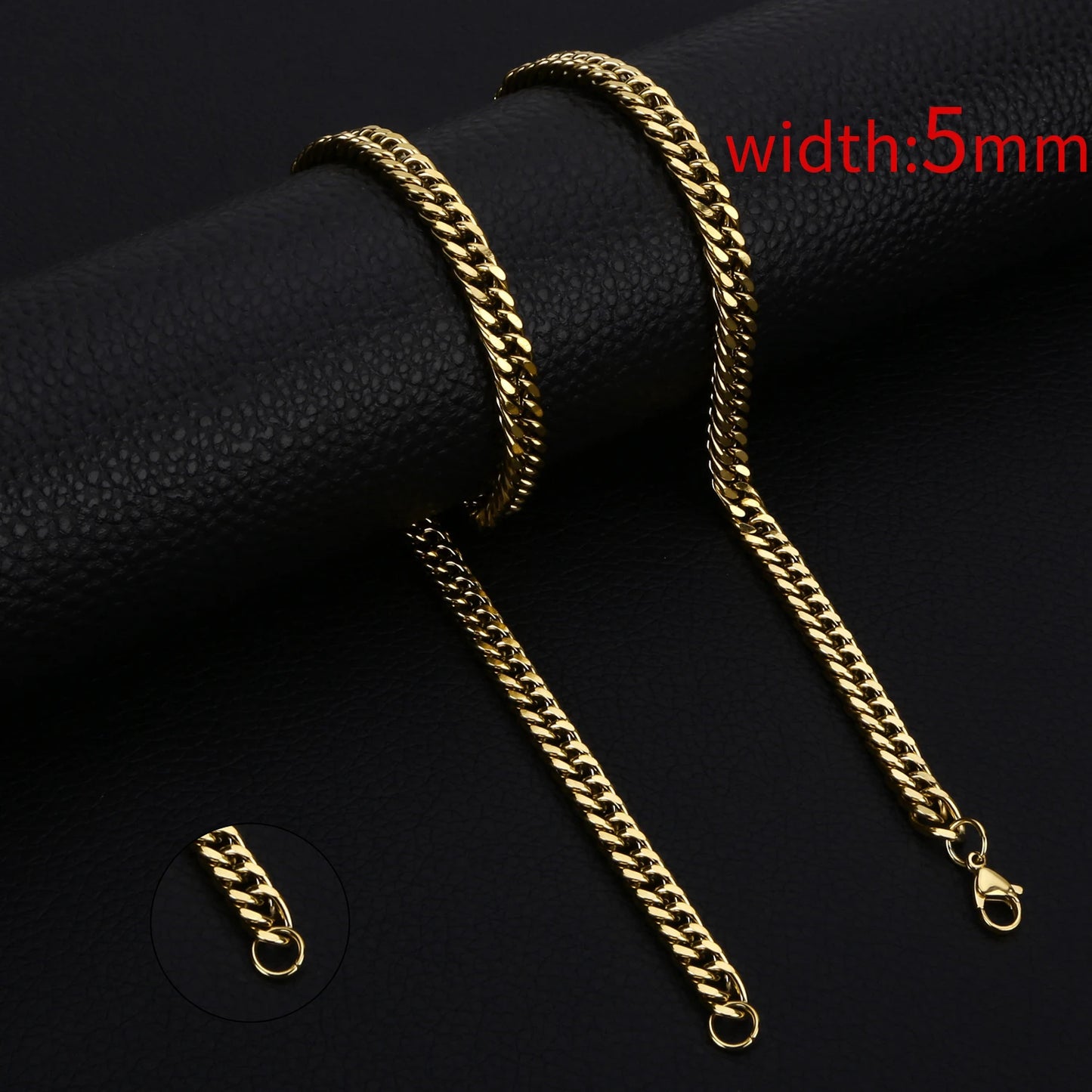 HIYEE Classic Rope Chain Necklace – Stainless Steel Figaro Cuban Chain for Men