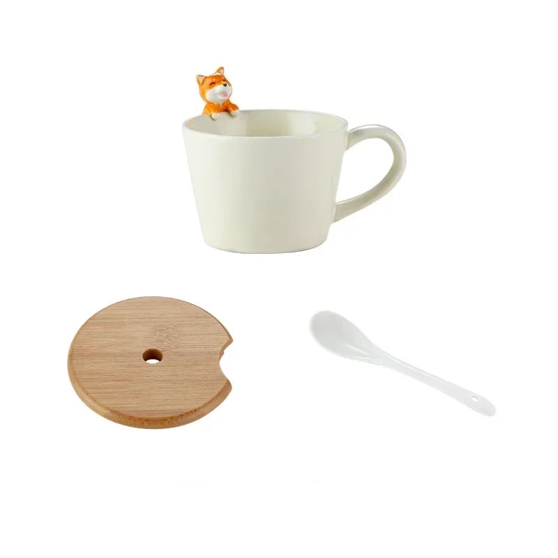Cute Dog & Cat Ceramic Mug – 350ml Porcelain Milk Cup, Kids Water Cup, Couple Coffee Mug, Birthday Gift, Home Decoration