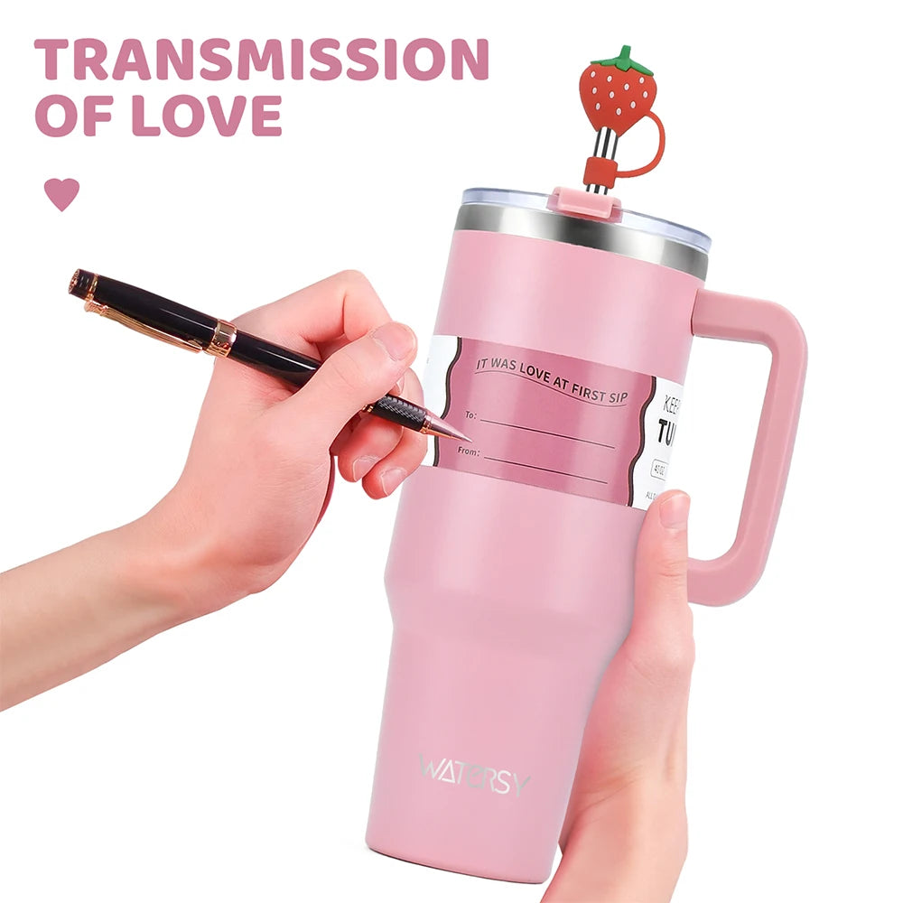 30oz/40oz Stainless Steel Insulated Tumbler with Handle – Large Capacity Thermal Mug for Hot & Cold Beverages