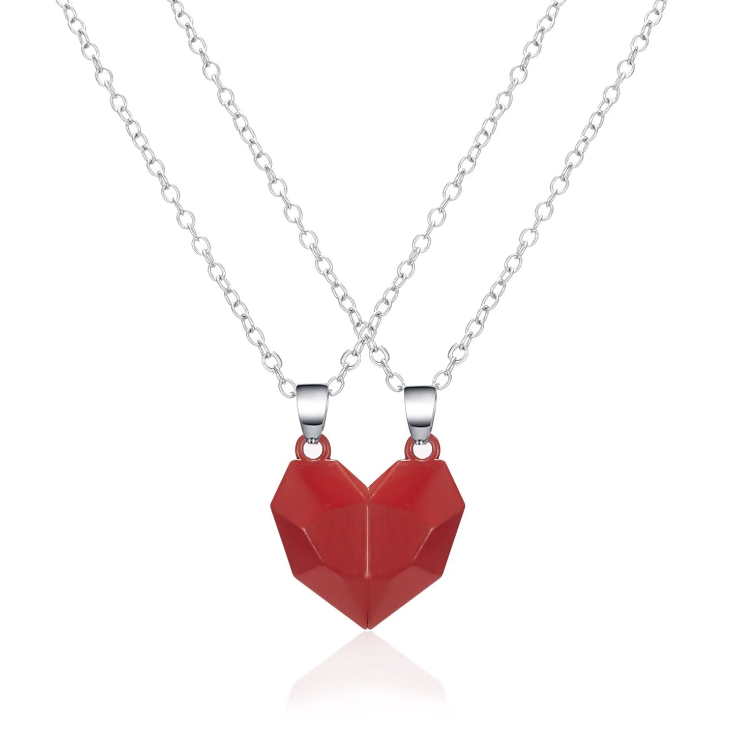 Magnetic Heart Electrocardiogram Pendant Necklace – Stainless Steel Couple Necklace Valentine's Day Gift