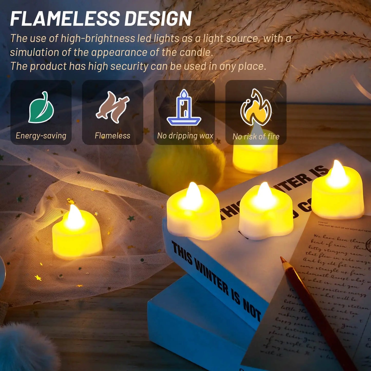 Heart-Shaped LED Tea Lights – Romantic Decorations for Weddings and Anniversaries