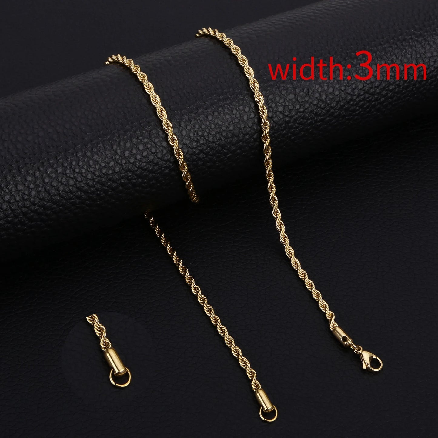 HIYEE Classic Rope Chain Necklace – Stainless Steel Figaro Cuban Chain for Men