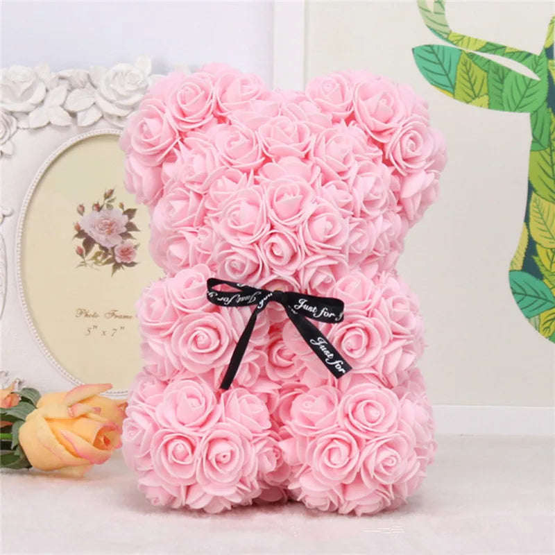 Artificial Foam Rose Bear – Romantic Gift for Valentine’s Day, Mother’s Day, Weddings, and Anniversaries