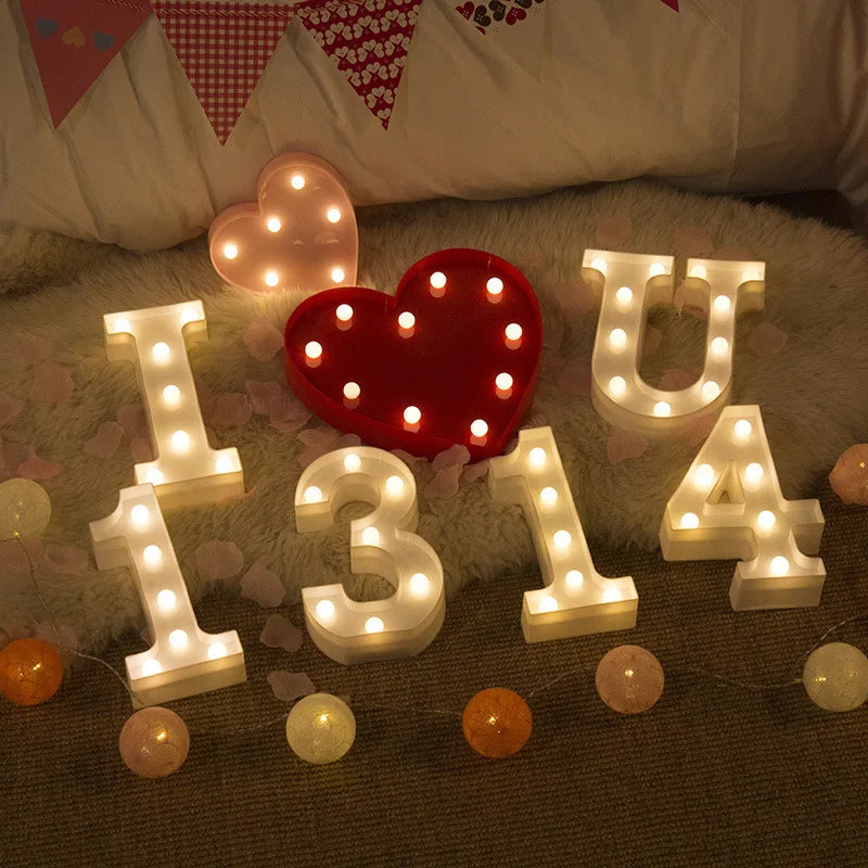 Luminous Alphabet & Number LED Lamp – Decorative Night Light for Birthdays, Weddings, Valentine’s Day, and Parties