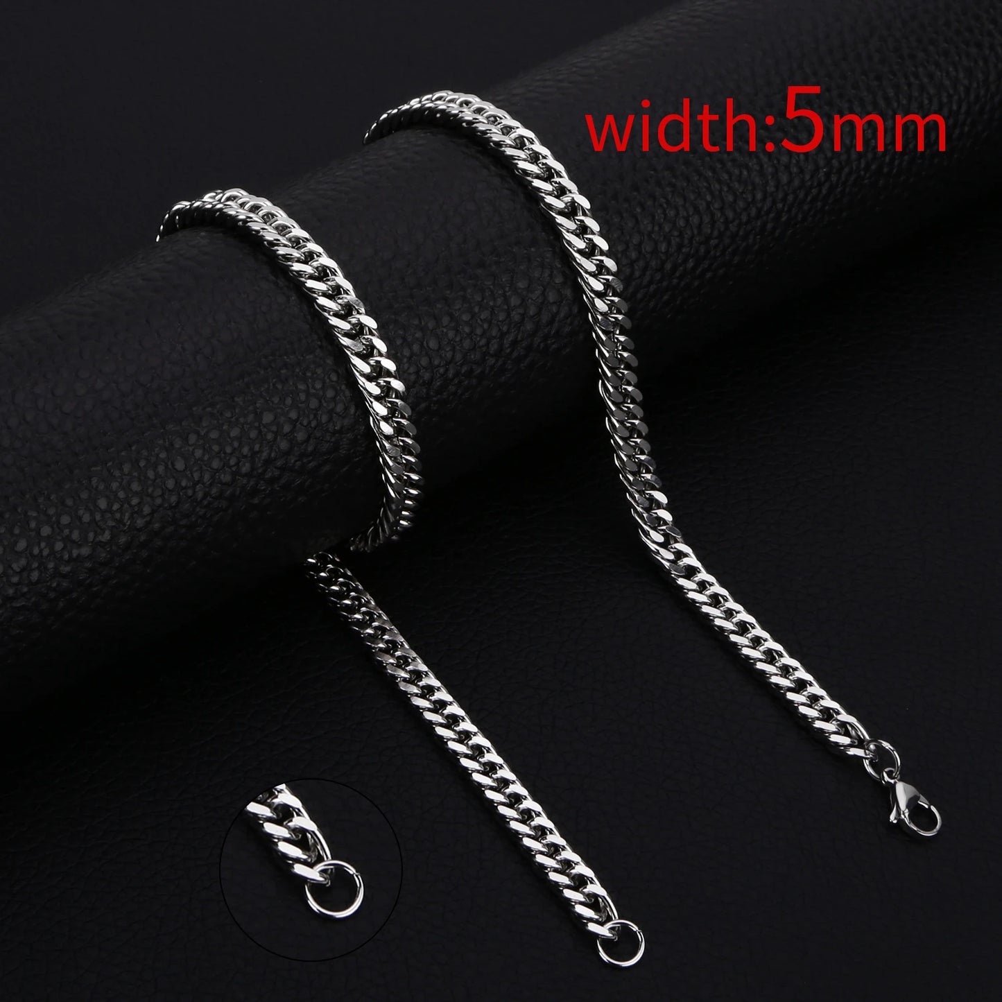 HIYEE Classic Rope Chain Necklace – Stainless Steel Figaro Cuban Chain for Men