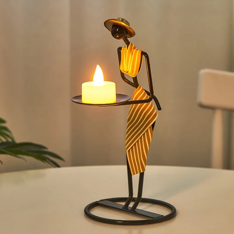 Waiter Iron Candle Holder – Creative European-Style Table Centerpiece Candlestick