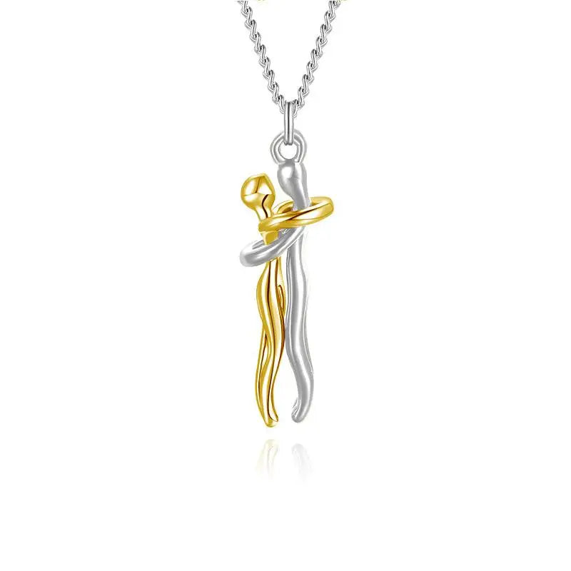 Romantic Hug Necklace for Couples – Unisex Heart Pendant Choker, Perfect Valentine’s Day Gift