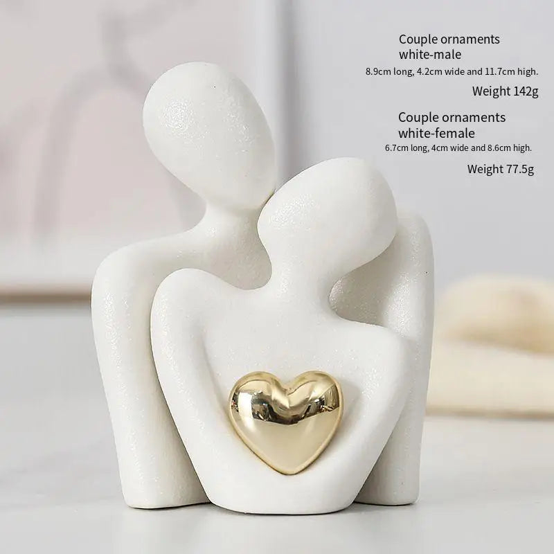 Couple Hugging Figurine – Abstract Modern Ceramic Sculpture for Home Accents