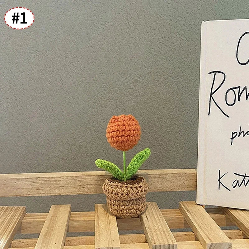 Hand-Knitted Sunflower Crochet Flower - Home Decoration