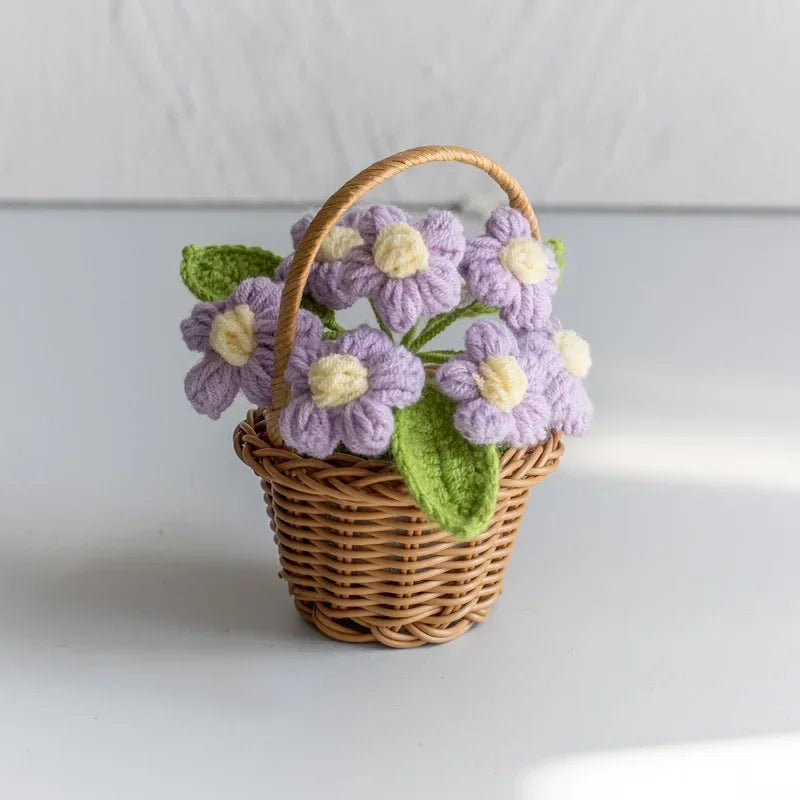 Cute Crochet Potted Flowers – Creative Hand-Woven Knitted Plant for Desktop Decoration