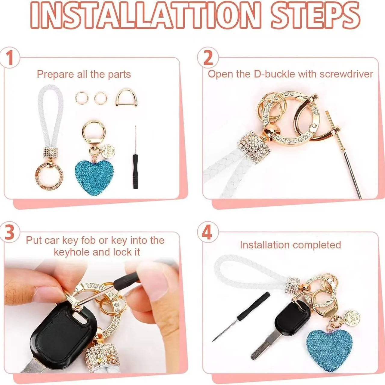 Valentine’s Day Glitter Heart Keychain – Crystal Clay Key Ring for Women & Girls, Romantic Gift & Bag Tag Ornament