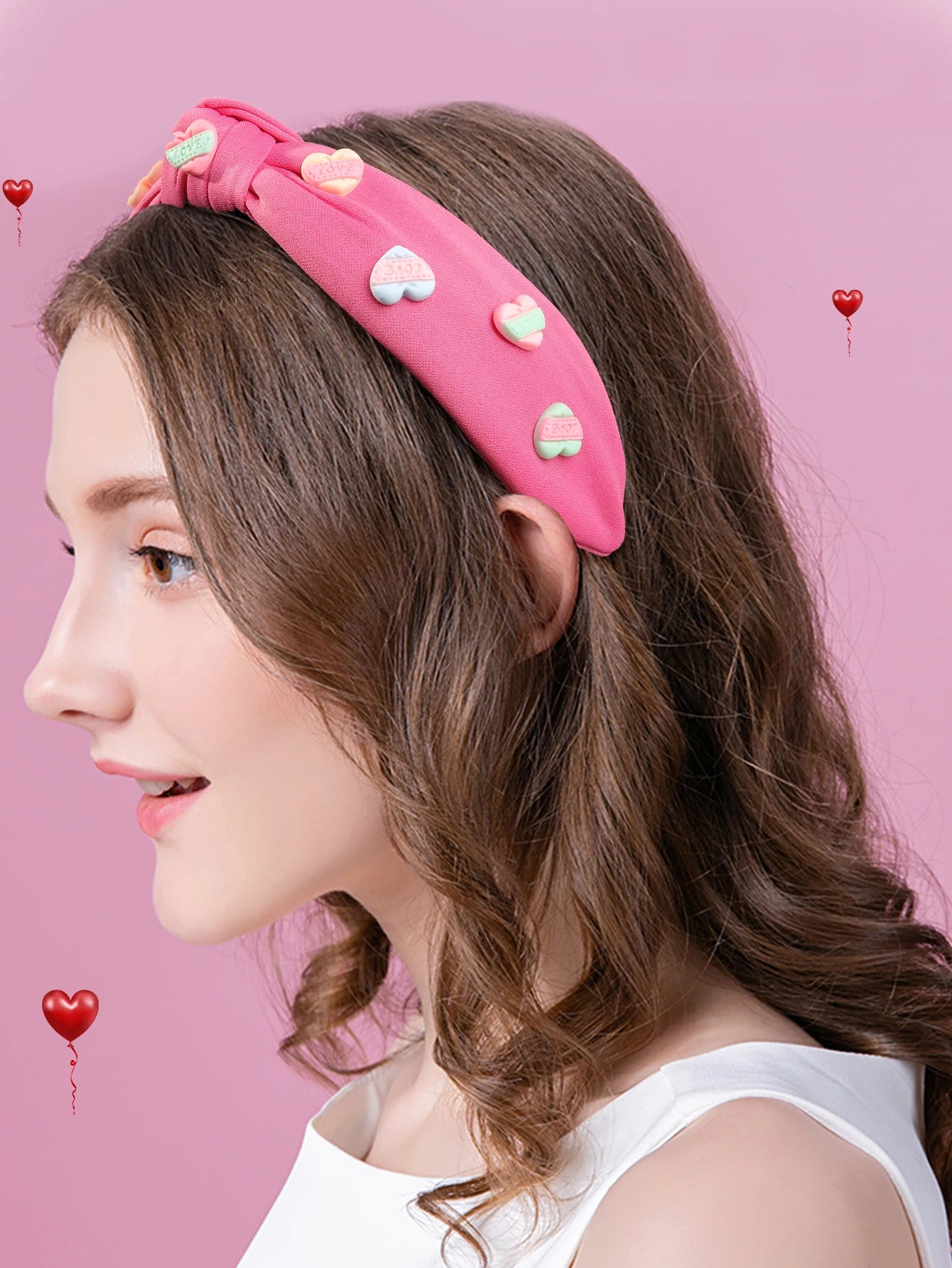 3-Pack Valentine’s Day Hairband Set – Red Spa Makeup Headbands and Face Washing Wristbands for Women