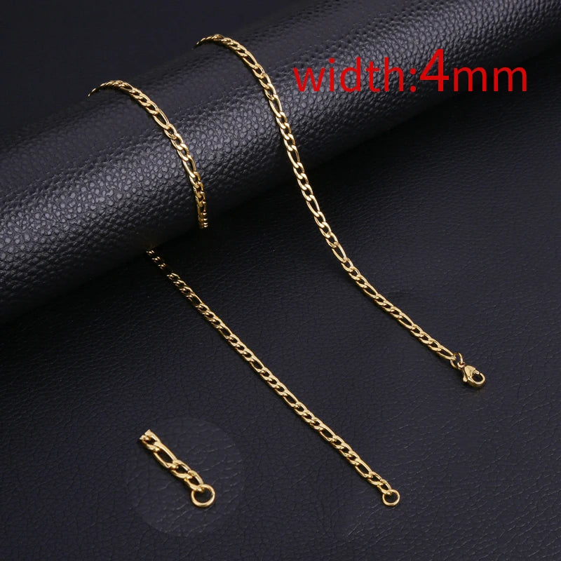 HIYEE Classic Rope Chain Necklace – Stainless Steel Figaro Cuban Chain for Men