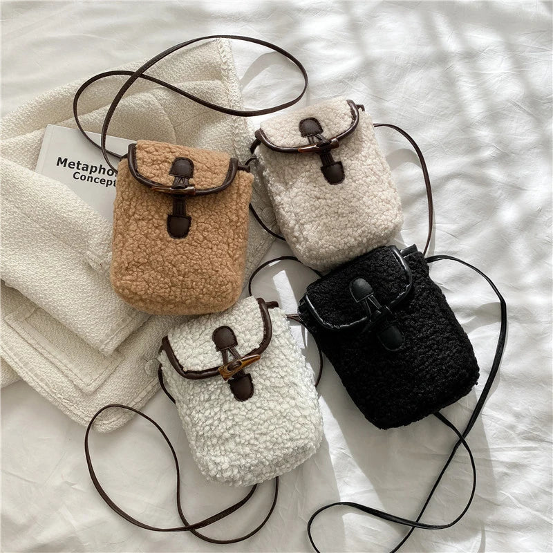 Plush Small Square Crossbody Bag – Women’s Fashion One-Shoulder Small Bag