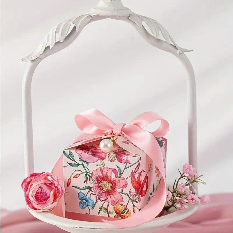 10-Piece Hand-Painted Floral Candy Box – Elegant Wedding, Engagement, and Anniversary Gift Boxes