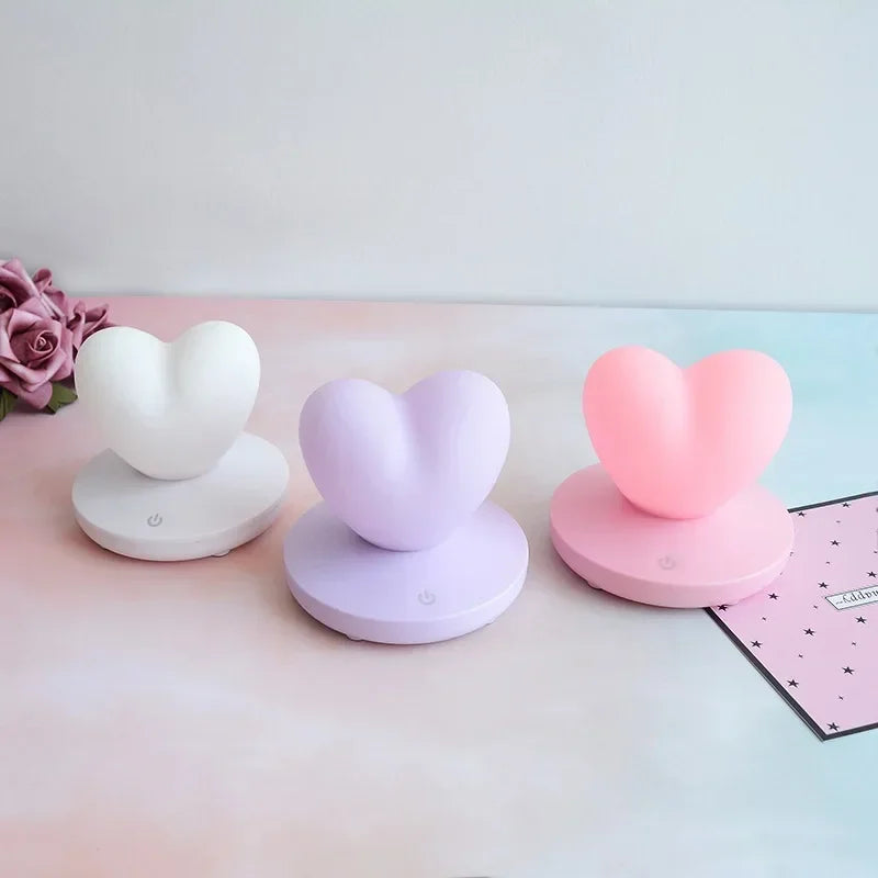 USB Rechargeable Romantic Love Heart LED Night Light – Touch Control Table Lamp for Valentine’s Day, Anniversary, and Home Decor