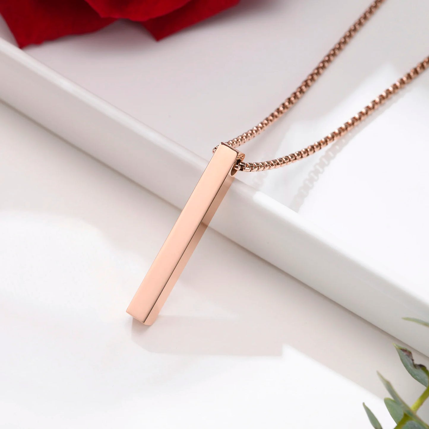 Minimalist Pillar Bar Necklace – 5mm Stainless Steel Pendant for Men and Women, Casual Unisex Link Chain
