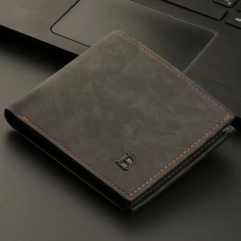 Retro Men’s Leather Wallet with Coin Pouch – Slim, Stylish Wallet with Zippered Compartment