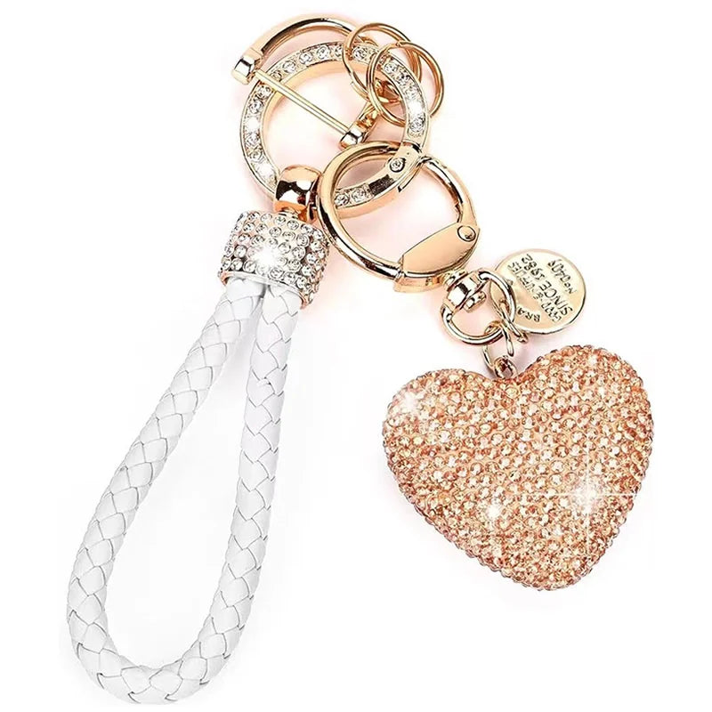 Valentine’s Day Glitter Heart Keychain – Crystal Clay Key Ring for Women & Girls, Romantic Gift & Bag Tag Ornament
