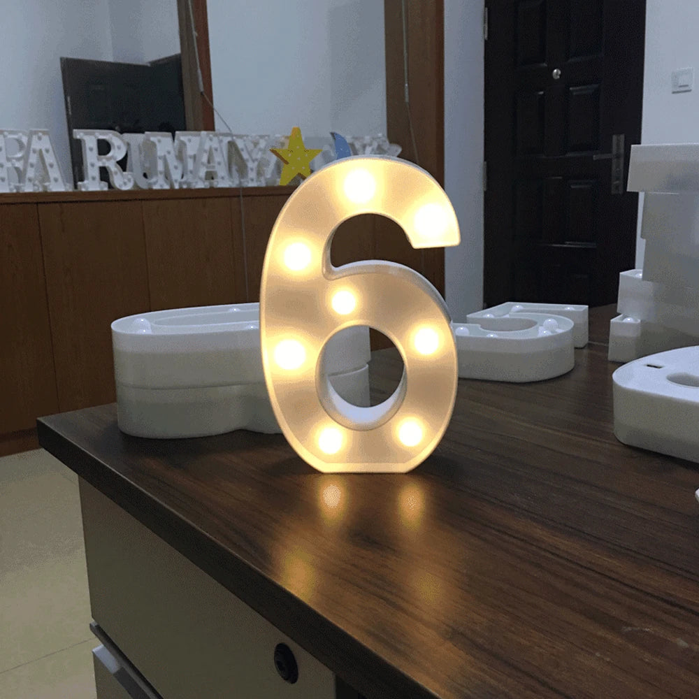 Luminous Alphabet & Number LED Lamp – Decorative Night Light for Birthdays, Weddings, Valentine’s Day, and Parties