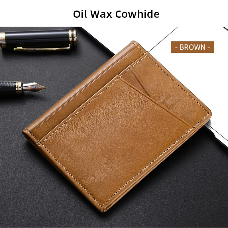 Super Slim Genuine Leather Credit Card Holder Wallet – Minimalist Small Card Organizer for Men