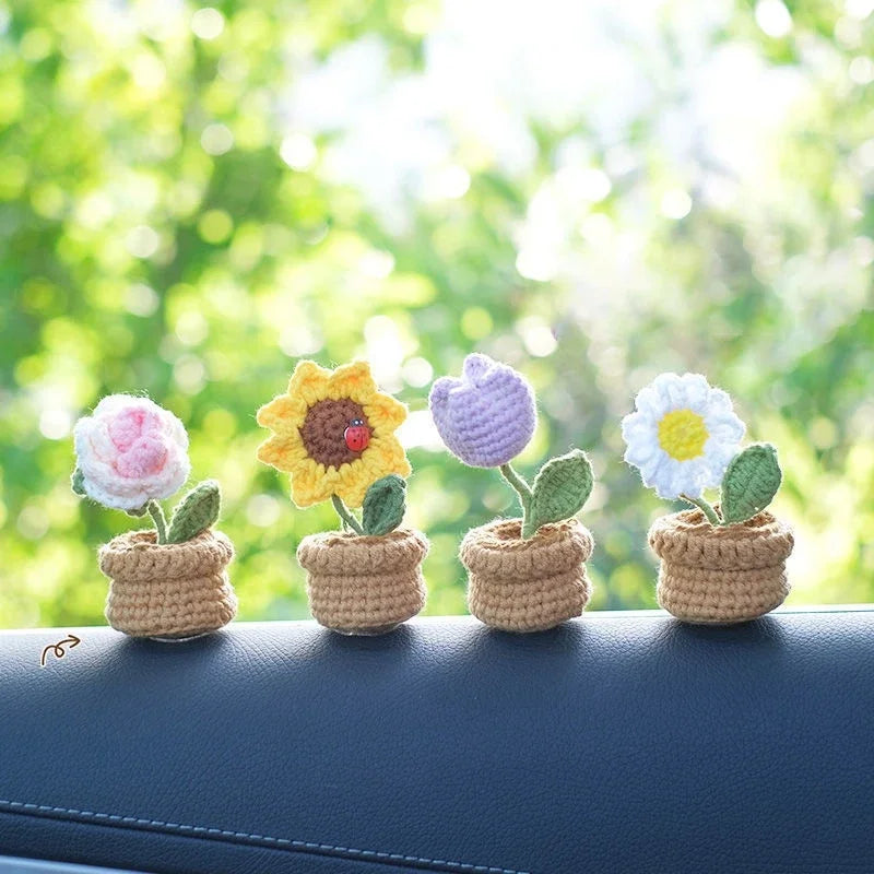 Hand-Knitted Sunflower Crochet Flower - Home Decoration