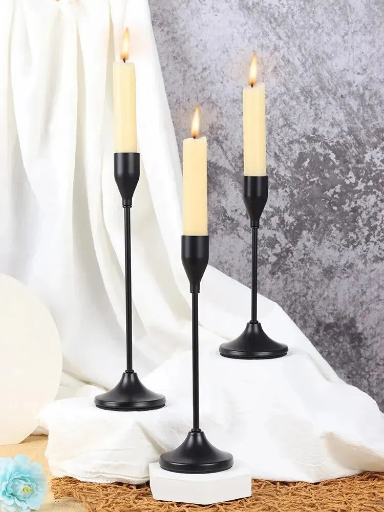 3Pcs European-Style Metal Candle Holder Set – Elegant Table Candlesticks