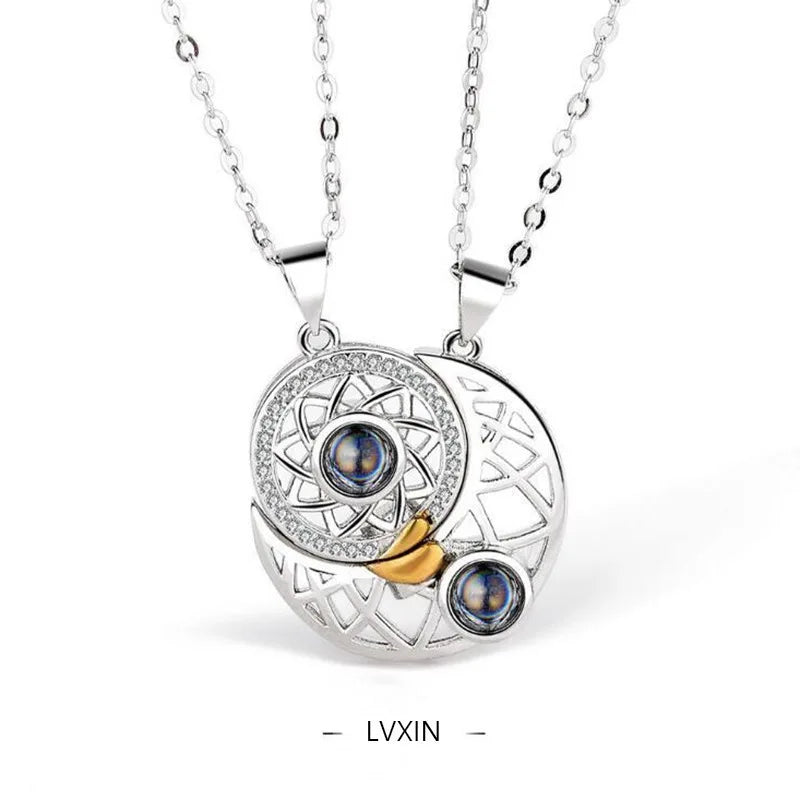 Magnetic Heart Electrocardiogram Pendant Necklace – Stainless Steel Couple Necklace Valentine's Day Gift