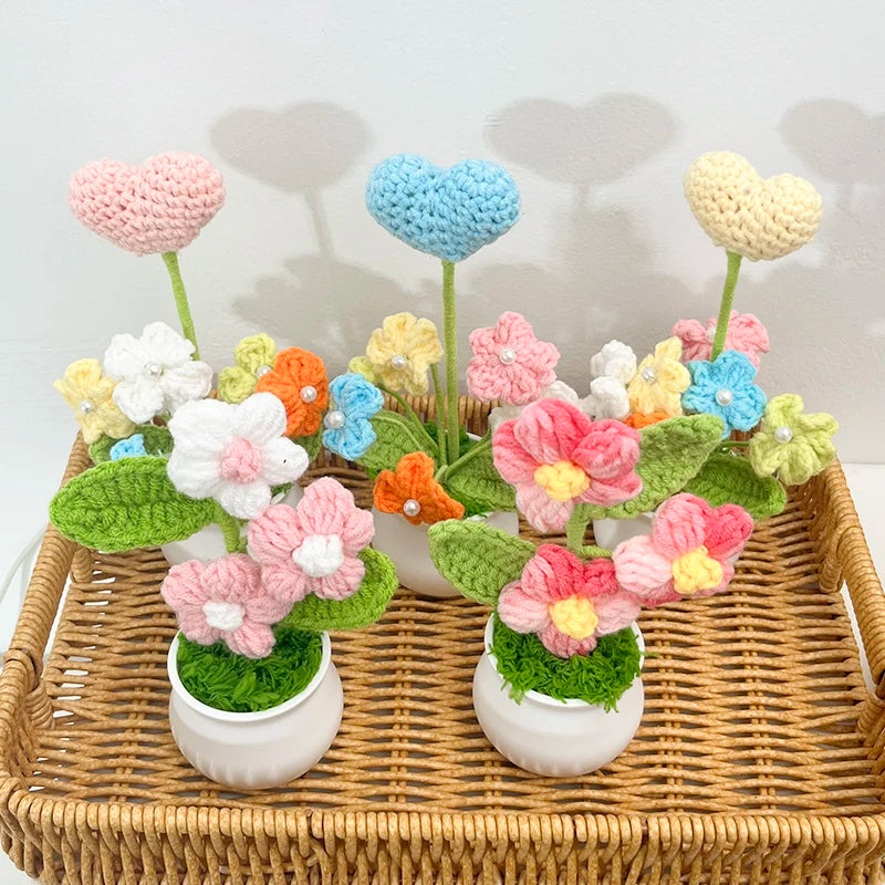 Hand-Knitted Flower Bouquet Crochet Flower - Home Decoration