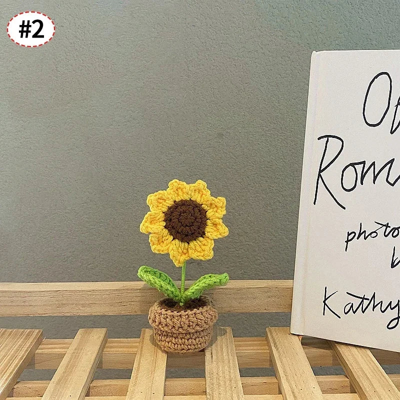Hand-Knitted Sunflower Crochet Flower - Home Decoration