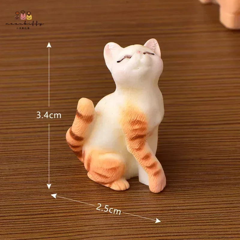 Resin Cat Ornaments – Miniature Kitten Figurines for Fairy Garden, Dollhouse, and DIY Home Decor
