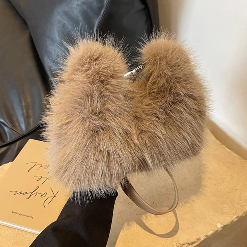 Plush Faux Fur Shoulder Bag – Soft Fluffy Crossbody Luxury Winter Handbag for Women