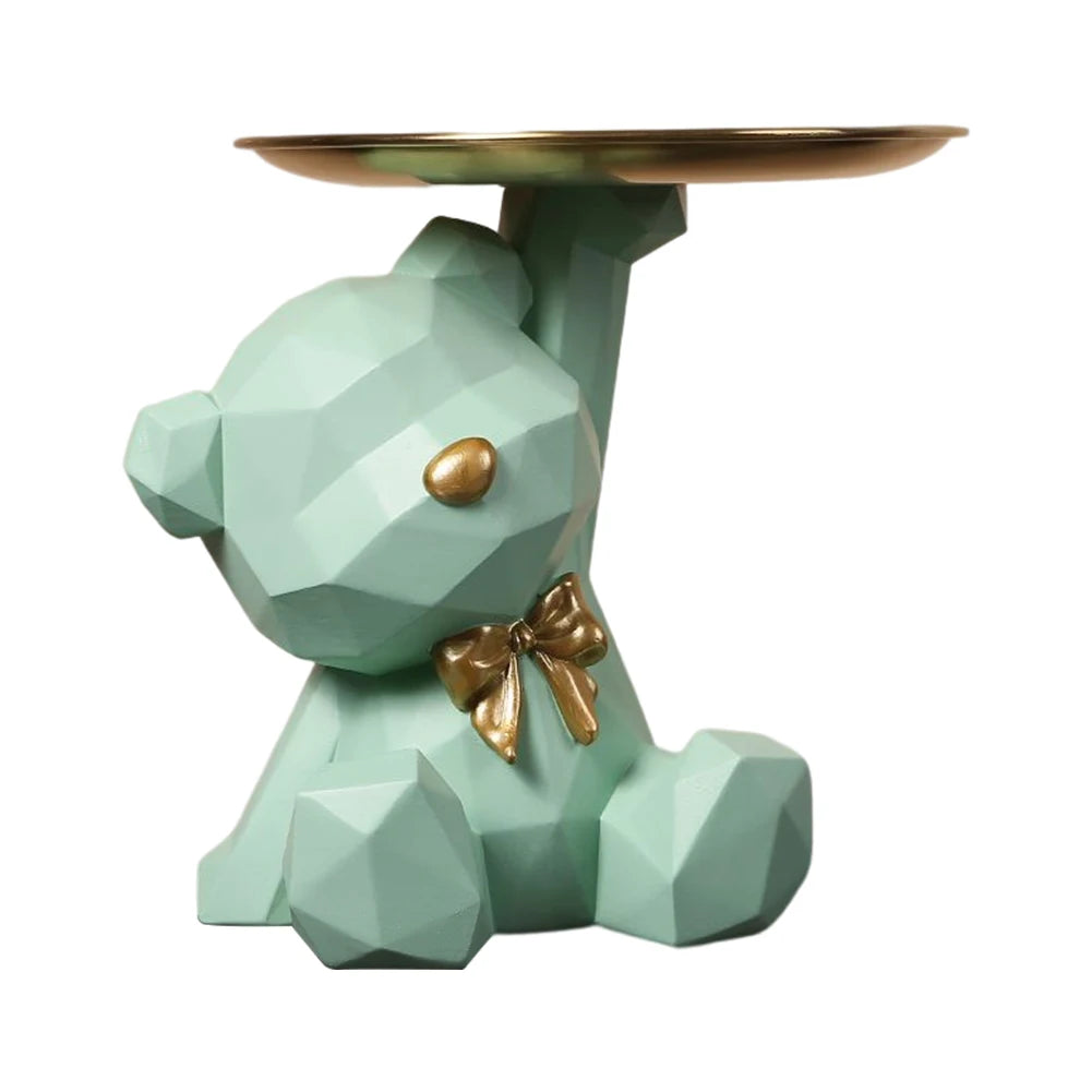 Geometric Bear Key Holder Figurine – Resin Storage Box for Home and Office Decor