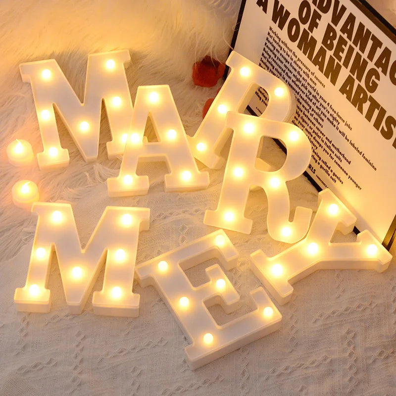 Luminous Alphabet & Number LED Lamp – Decorative Night Light for Birthdays, Weddings, Valentine’s Day, and Parties