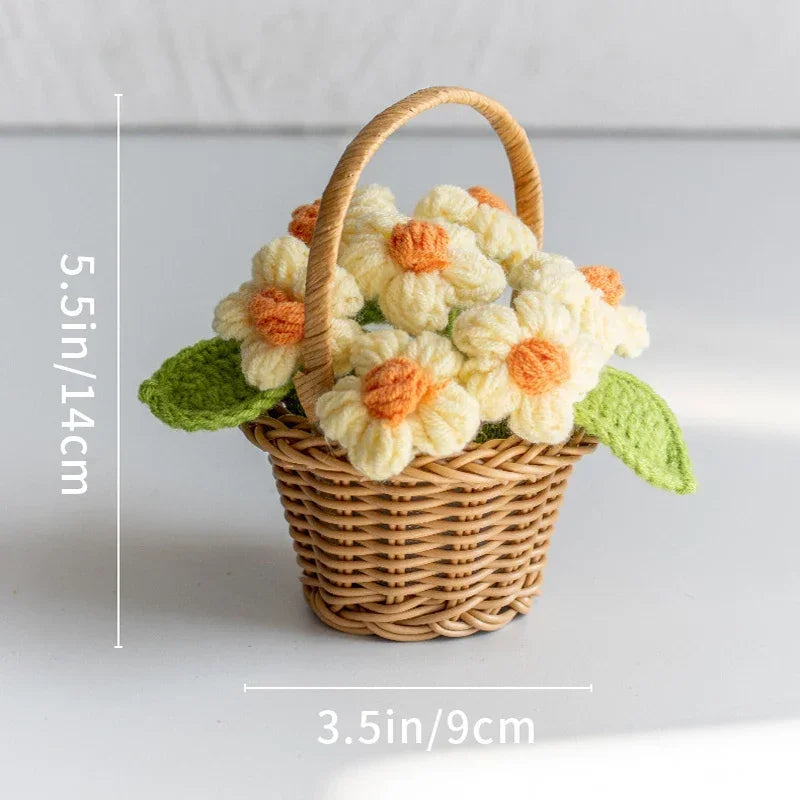 Cute Crochet Potted Flowers – Creative Hand-Woven Knitted Plant for Desktop Decoration