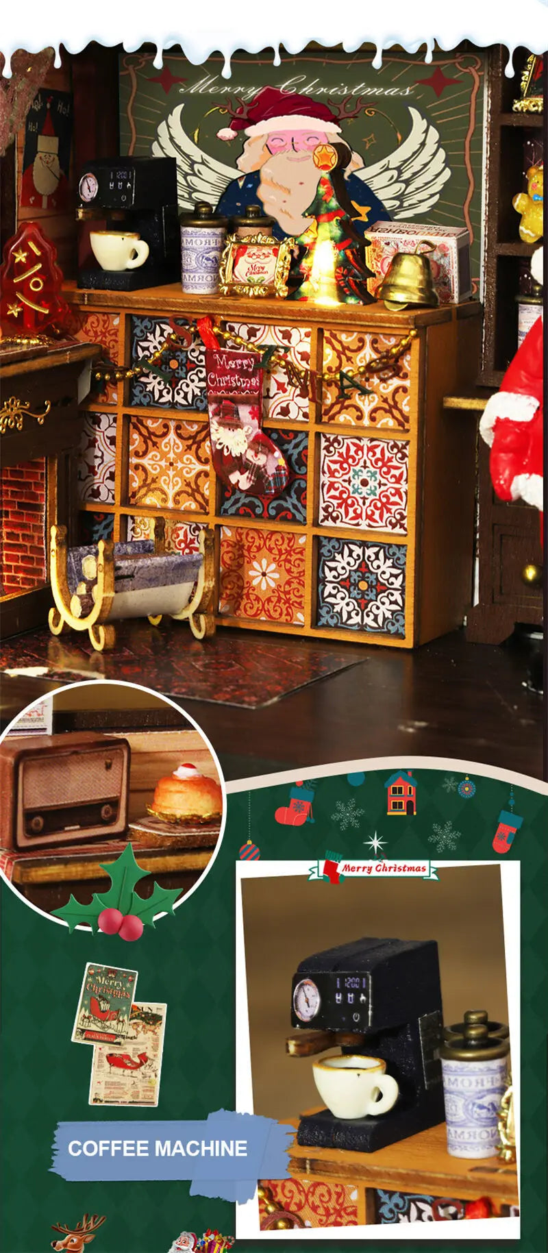 Kit de maison de poupée miniature de Noël au pays des merveilles
