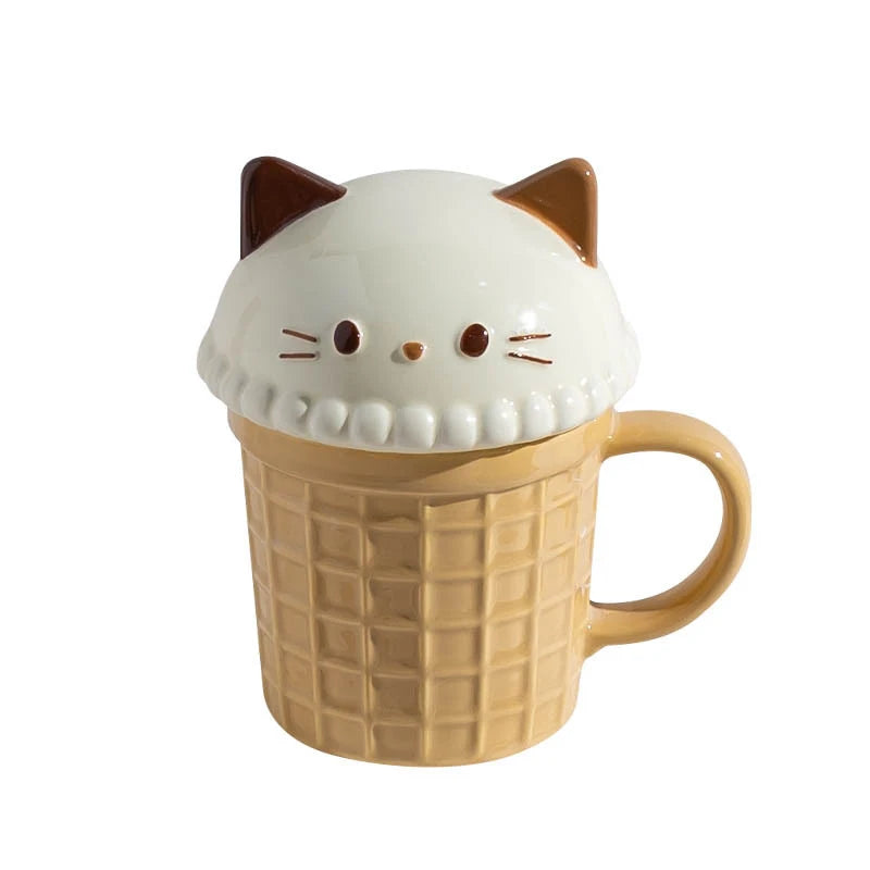 Kawaii Animal Ceramic Mug – Cute Cat, Bunny, Bear Coffee Cup for Tea, Milk, Juice – 350ml Breakfast Mug & Perfect Birthday Gift