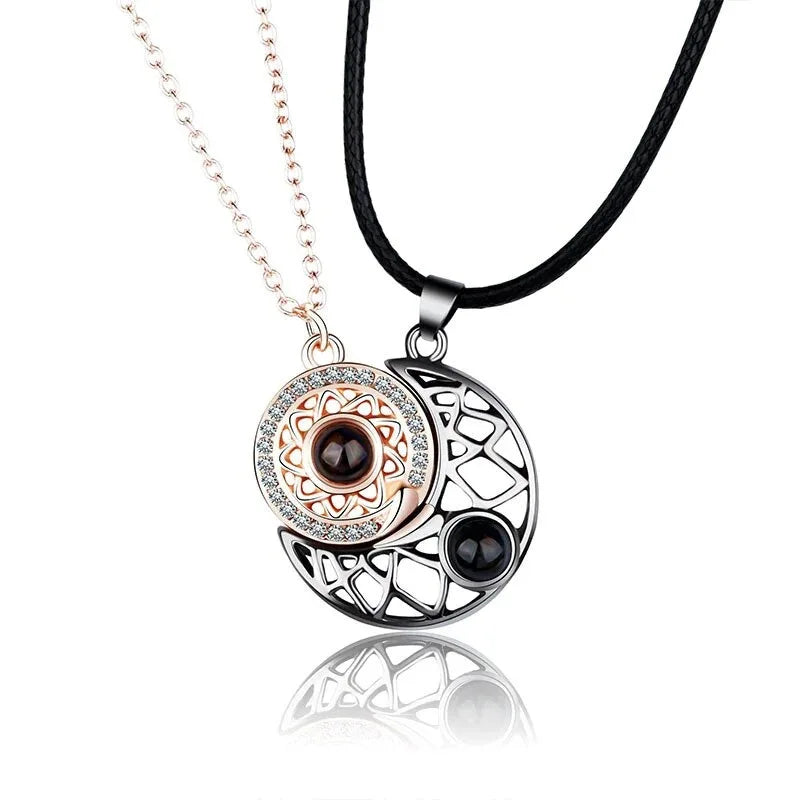 Magnetic Heart Electrocardiogram Pendant Necklace – Stainless Steel Couple Necklace Valentine's Day Gift