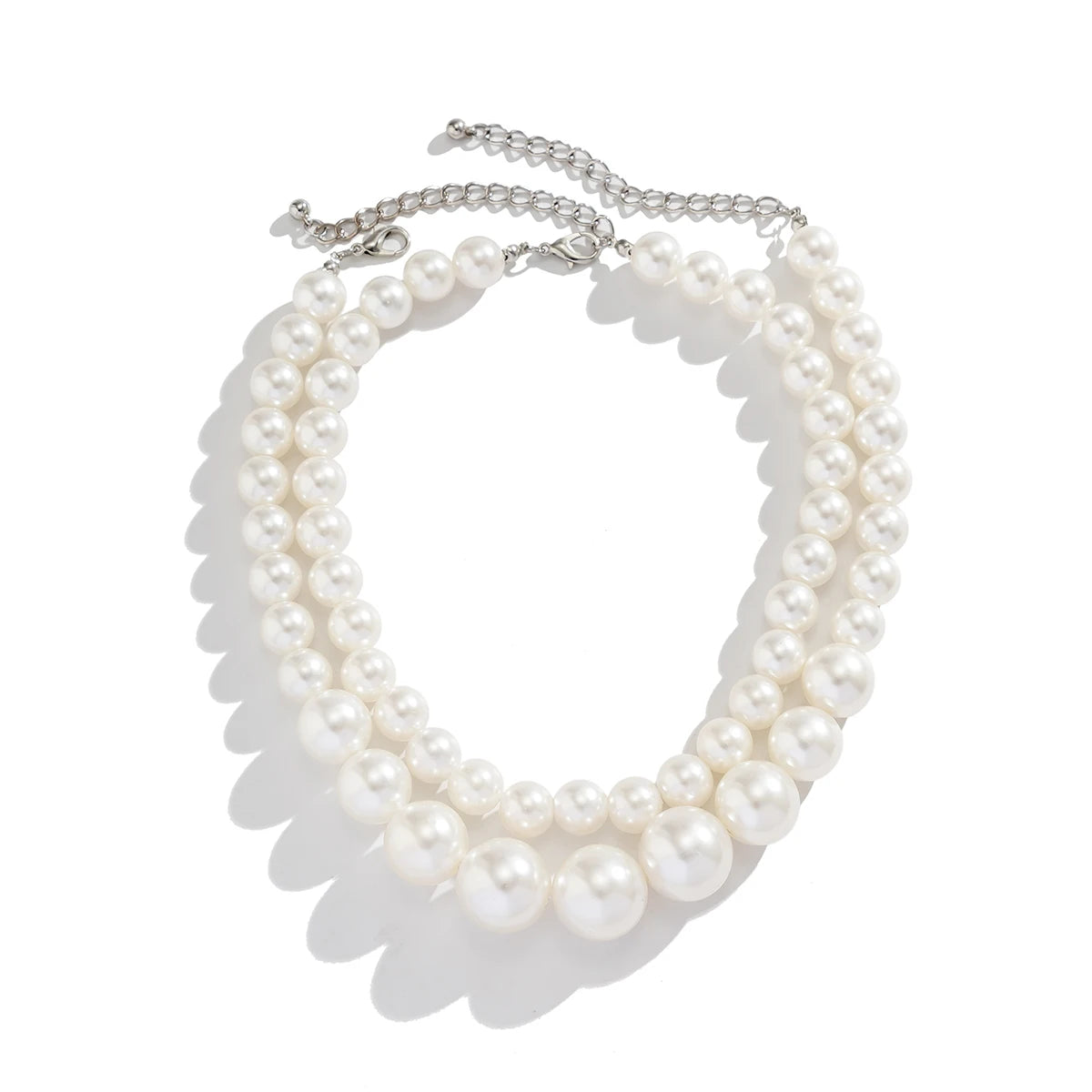 2Pcs/Set Luxury Big Imitation Pearl Multilayer Choker Necklace for Women