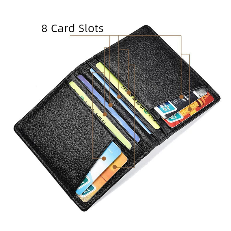 Super Slim Genuine Leather Credit Card Holder Wallet – Minimalist Small Card Organizer for Men