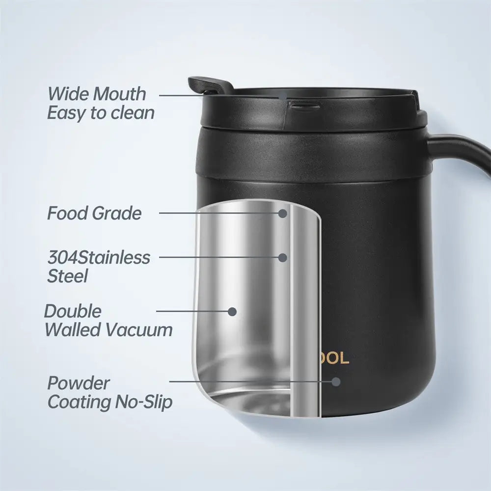 350ml/500ml Stainless Steel Insulated Coffee Mug with Handle - Double Wall Thermos Tumbler for Hot & Cold Drinks, Matte Finish