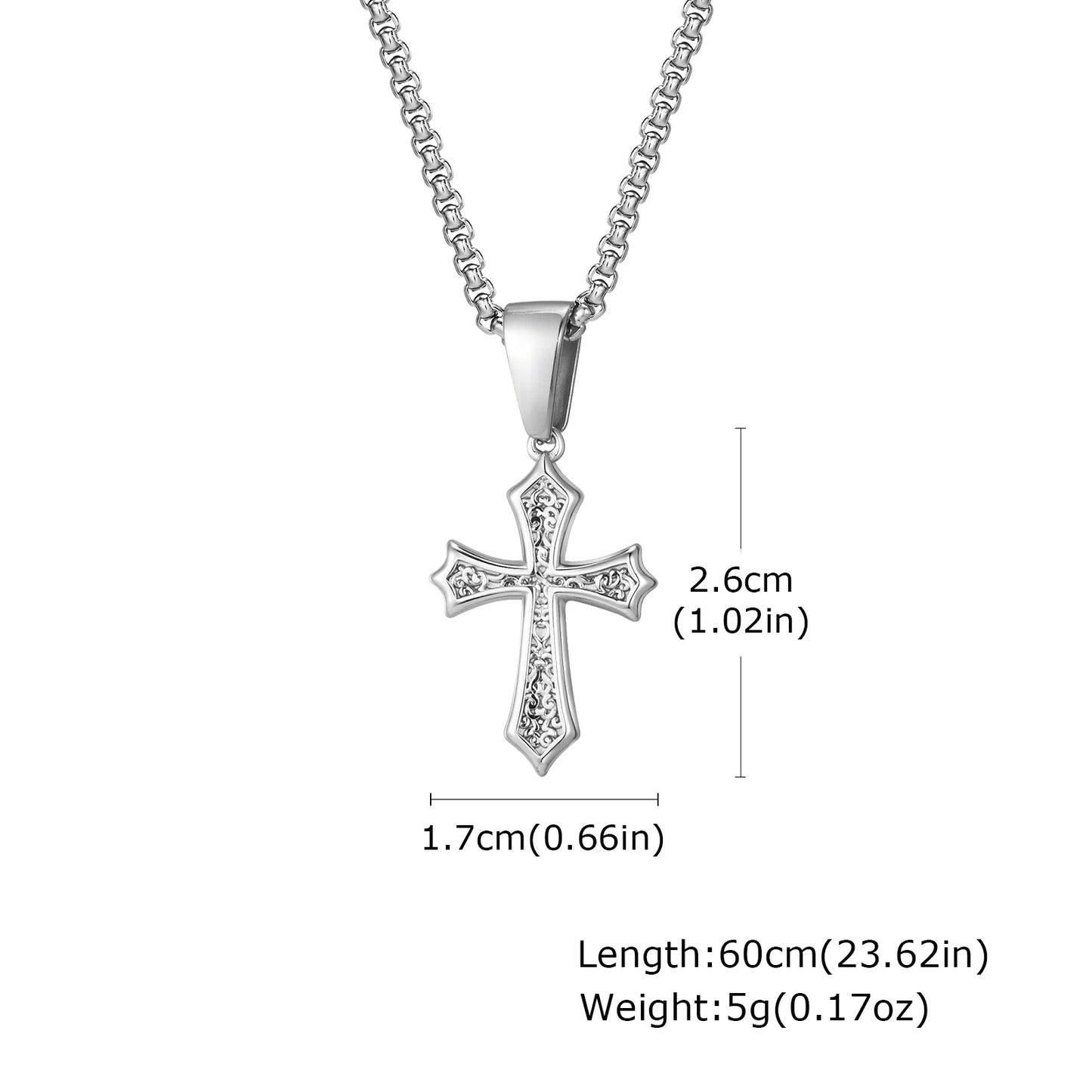 Cross Pendant Necklace for Men & Women – Stainless Steel Choker with Box Chain, Christian Jewelry Gift