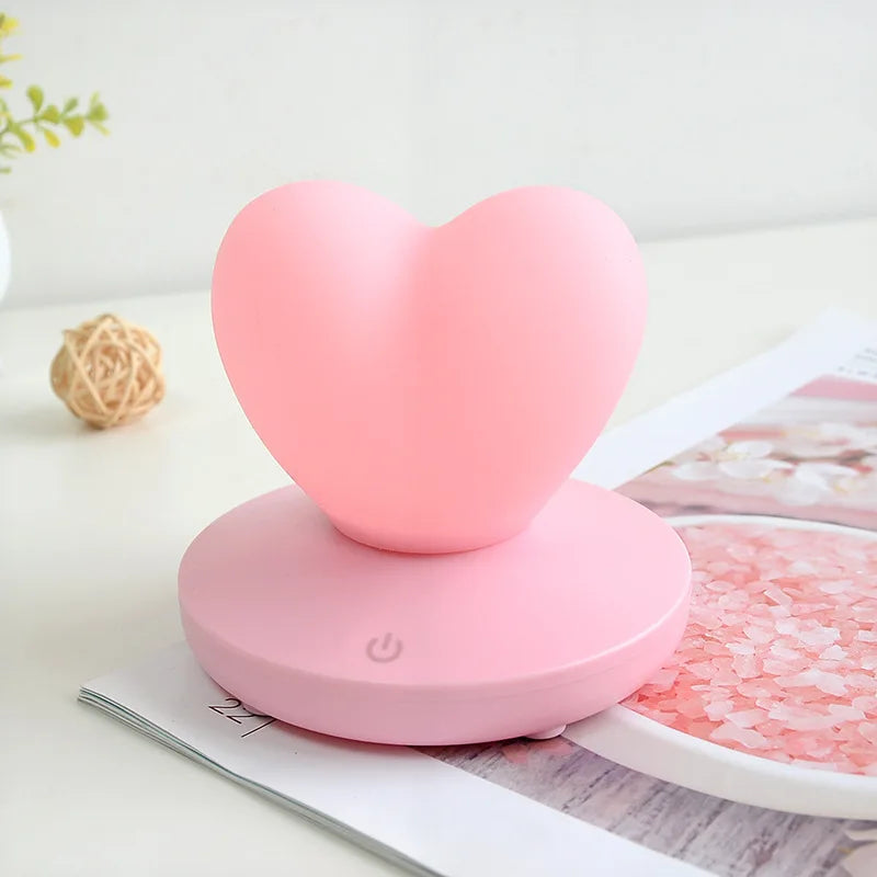 USB Rechargeable Romantic Love Heart LED Night Light – Touch Control Table Lamp for Valentine’s Day, Anniversary, and Home Decor