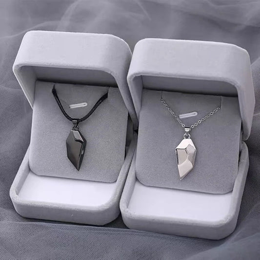 Magnetic Heart Electrocardiogram Pendant Necklace – Stainless Steel Couple Necklace Valentine's Day Gift