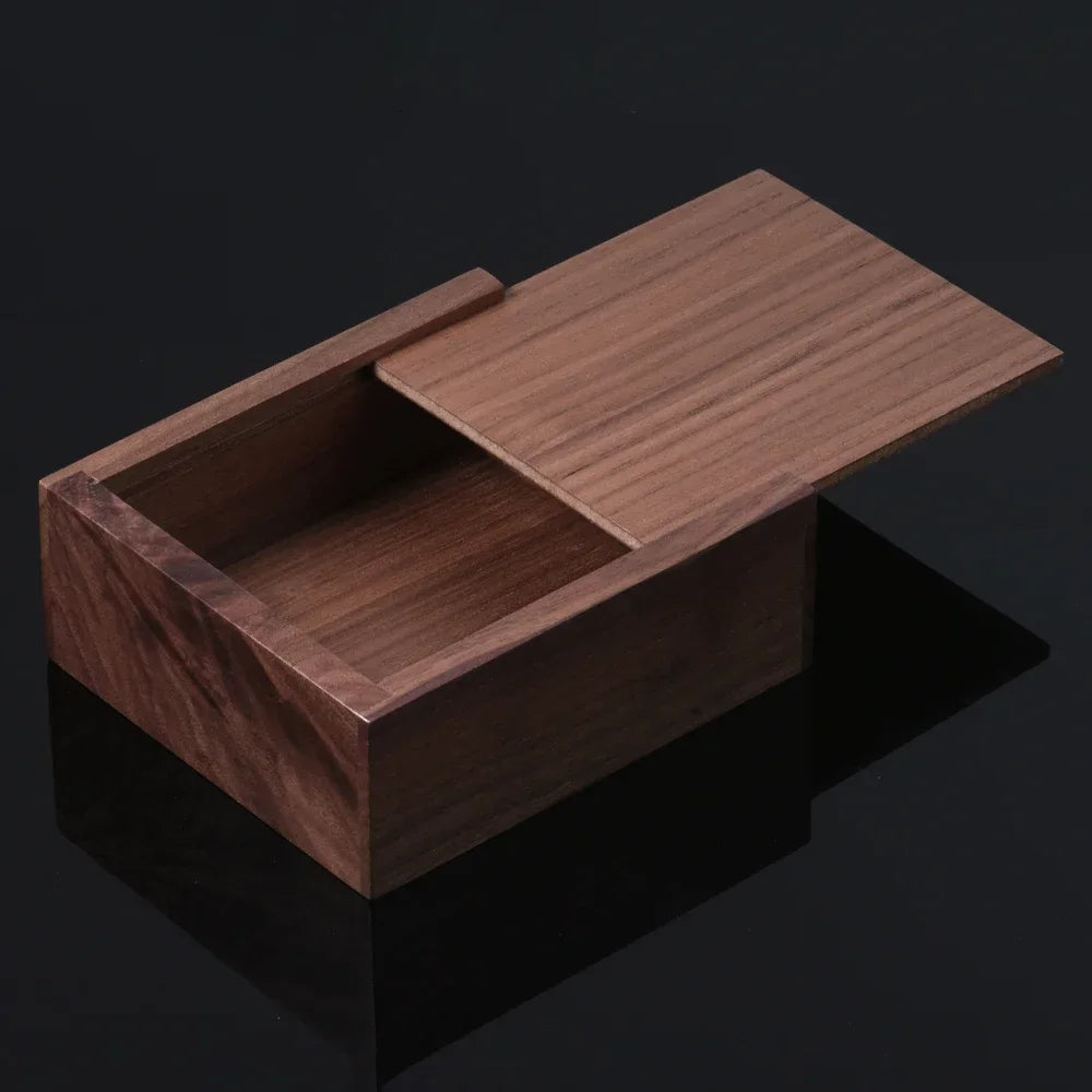 Natural Walnut Square Wooden Storage Box – Unfinished Organizer for Jewelry, Rings, Necklaces