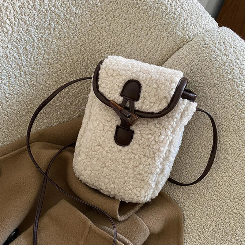 Plush Small Square Crossbody Bag – Women’s Fashion One-Shoulder Small Bag